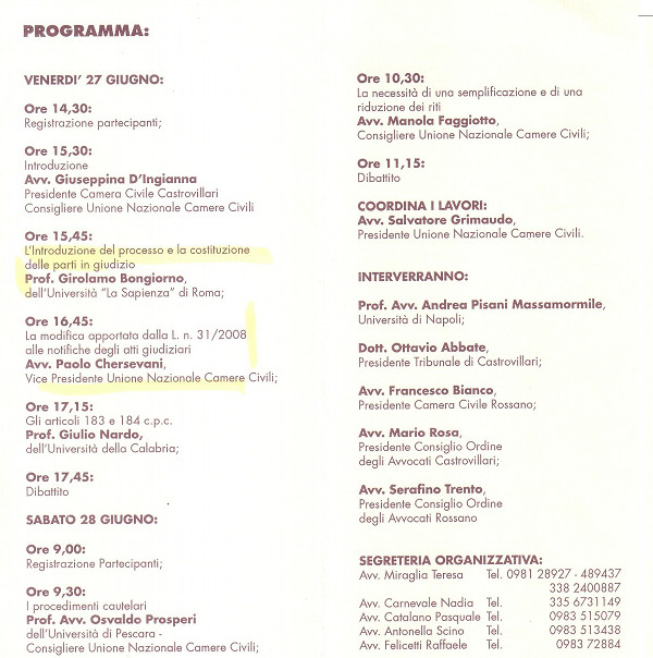 Programma del convegno