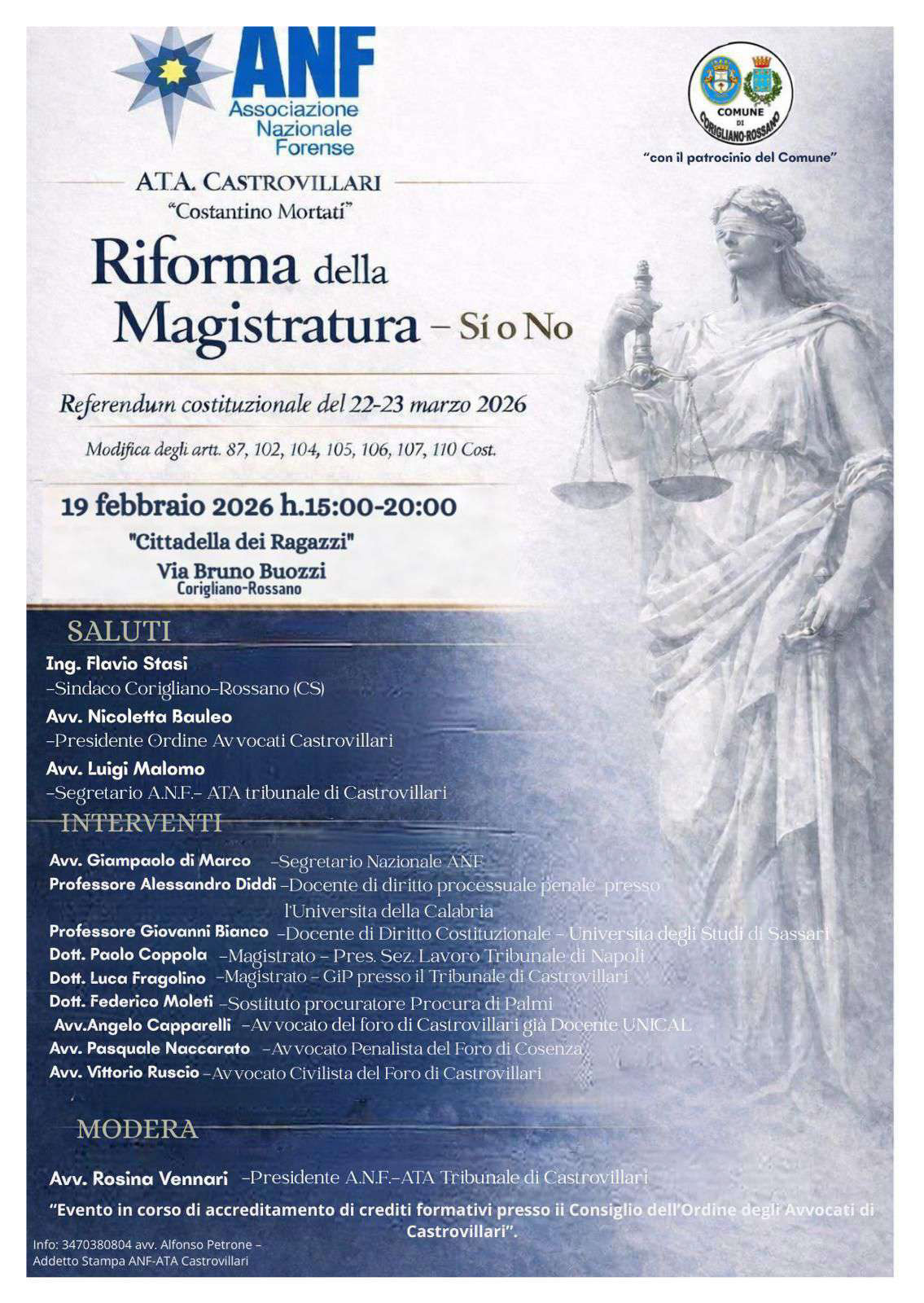 Locandina evento "RIFORMA DELLA MAGISTRATURA"